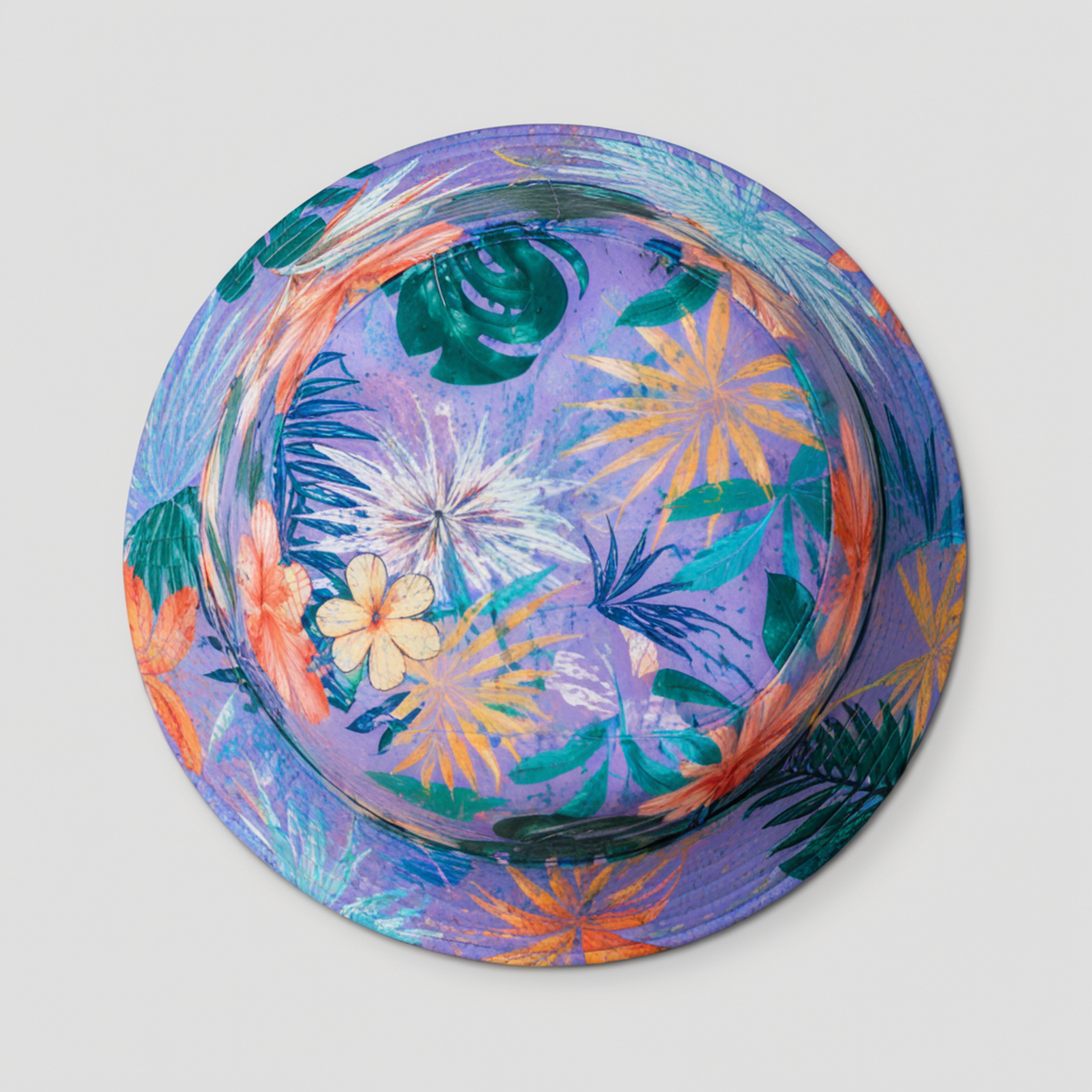 Lavender Monstera Bucket Hat top view