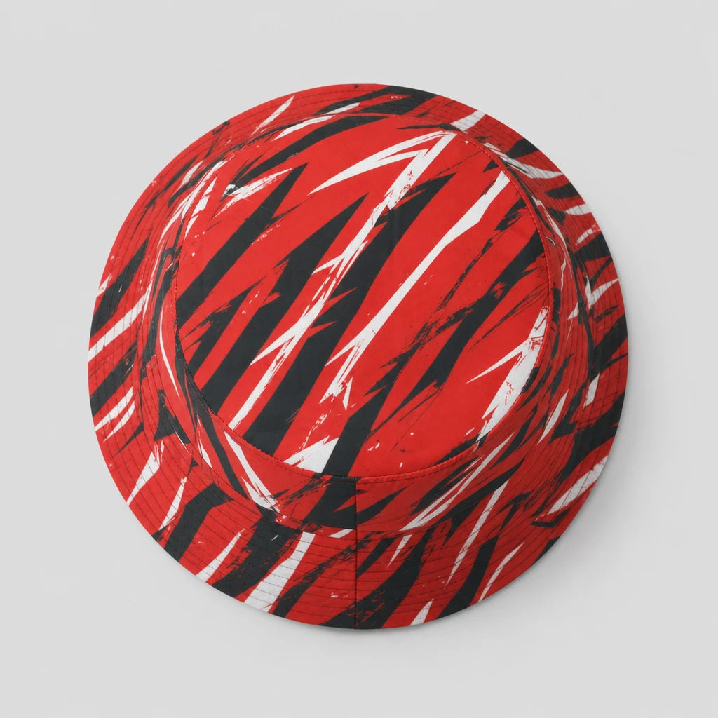 Red Track Zigzag Bucket Hat top view