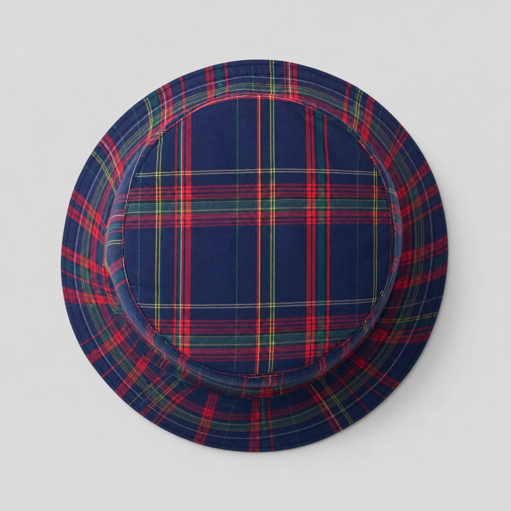 Navy Heritage Tartan Bucket Hat top view