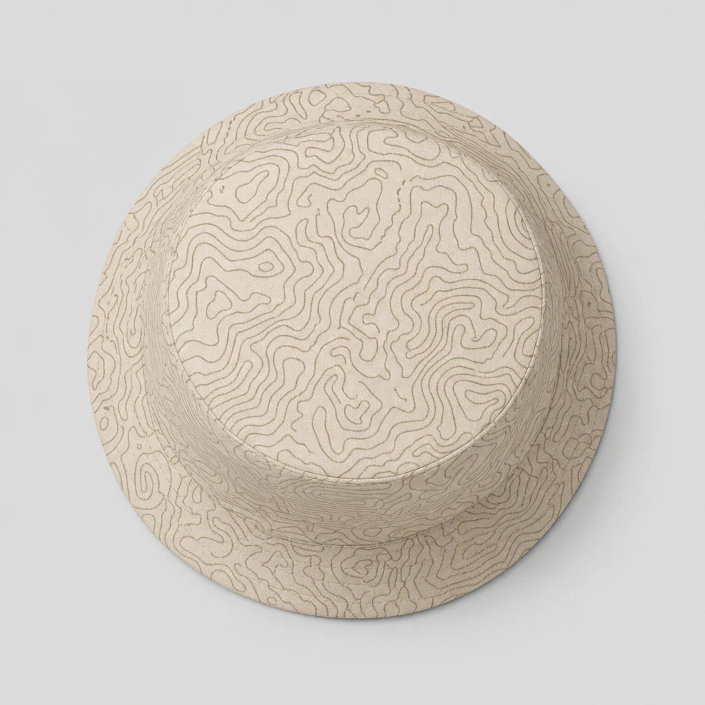 Sand Contour Map Bucket Hat top view