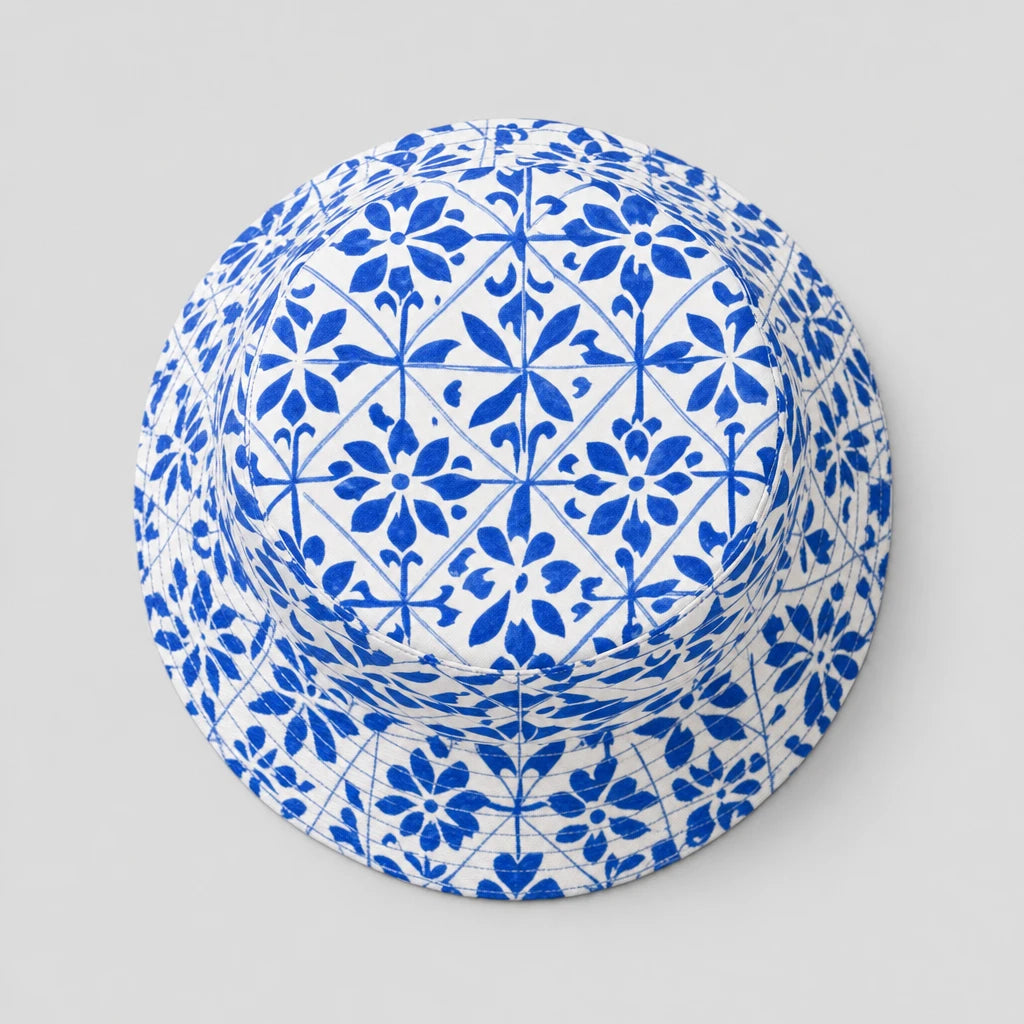 Greek Island Tile Bucket Hat top view