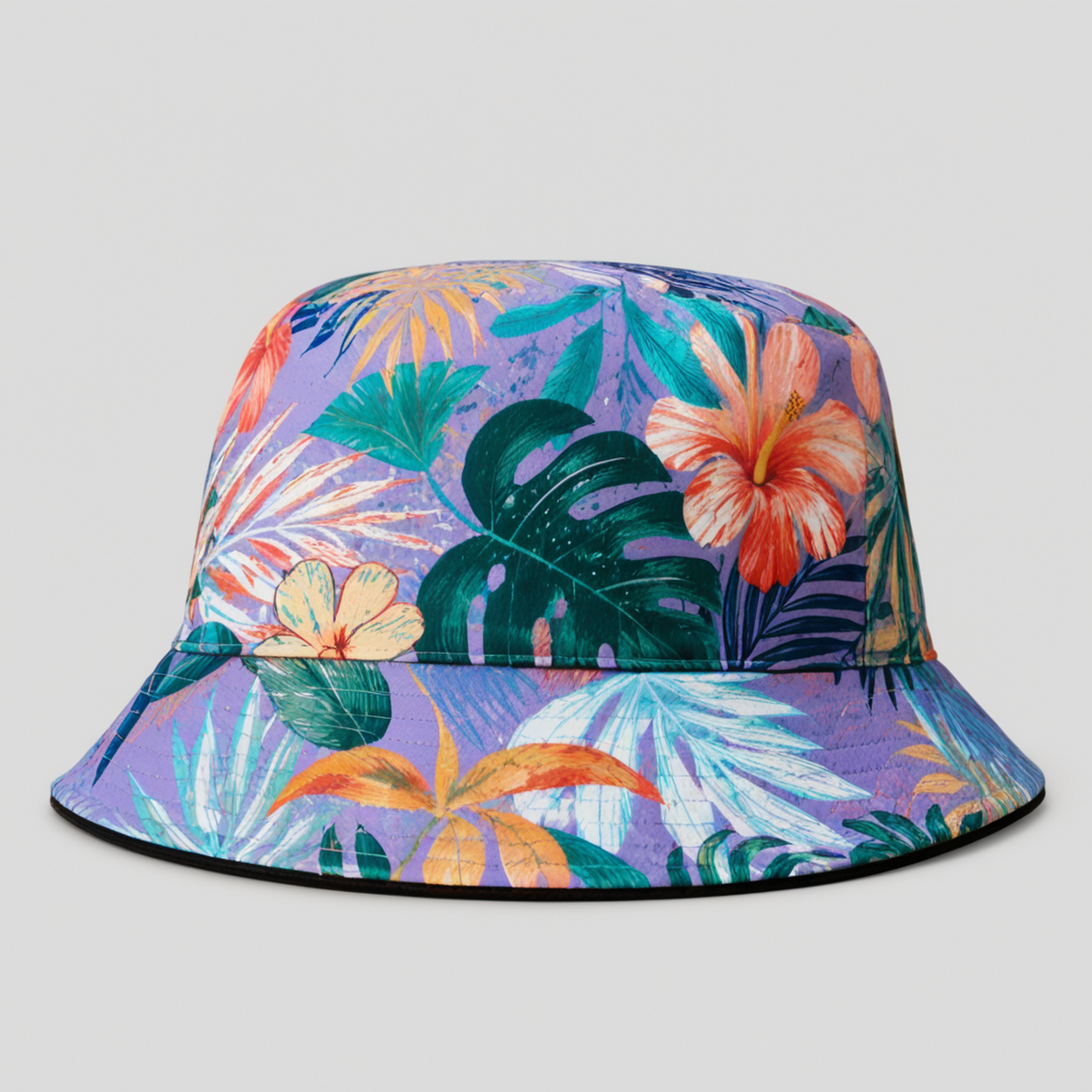 Lavender Monstera Bucket Hat front view
