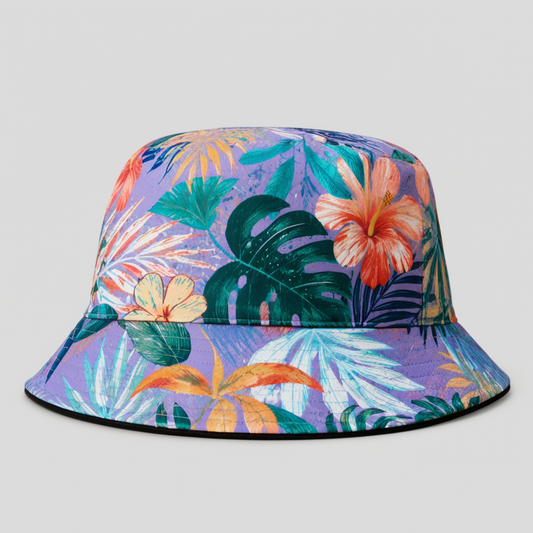 Lavender Monstera Bucket Hat front view