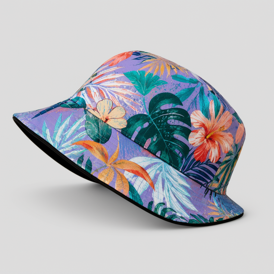 Lavender Monstera Bucket Hat side view