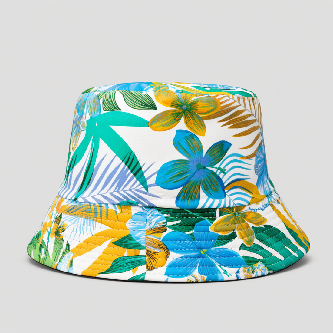 Aqua Floral Print Bucket Hat front view