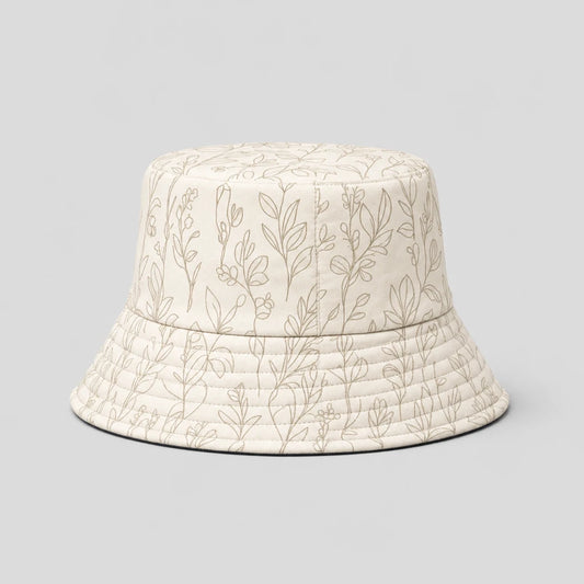 Ecru Line Leaves Bucket Hat front view