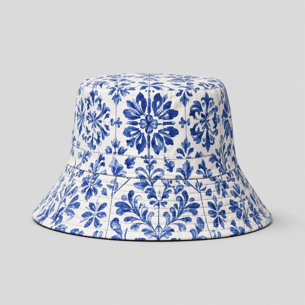 Azulejo Blue Tile Bucket Hat front view