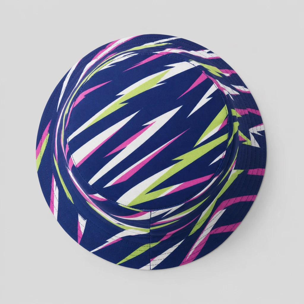 Navy Neon Streak Bucket Hat top view