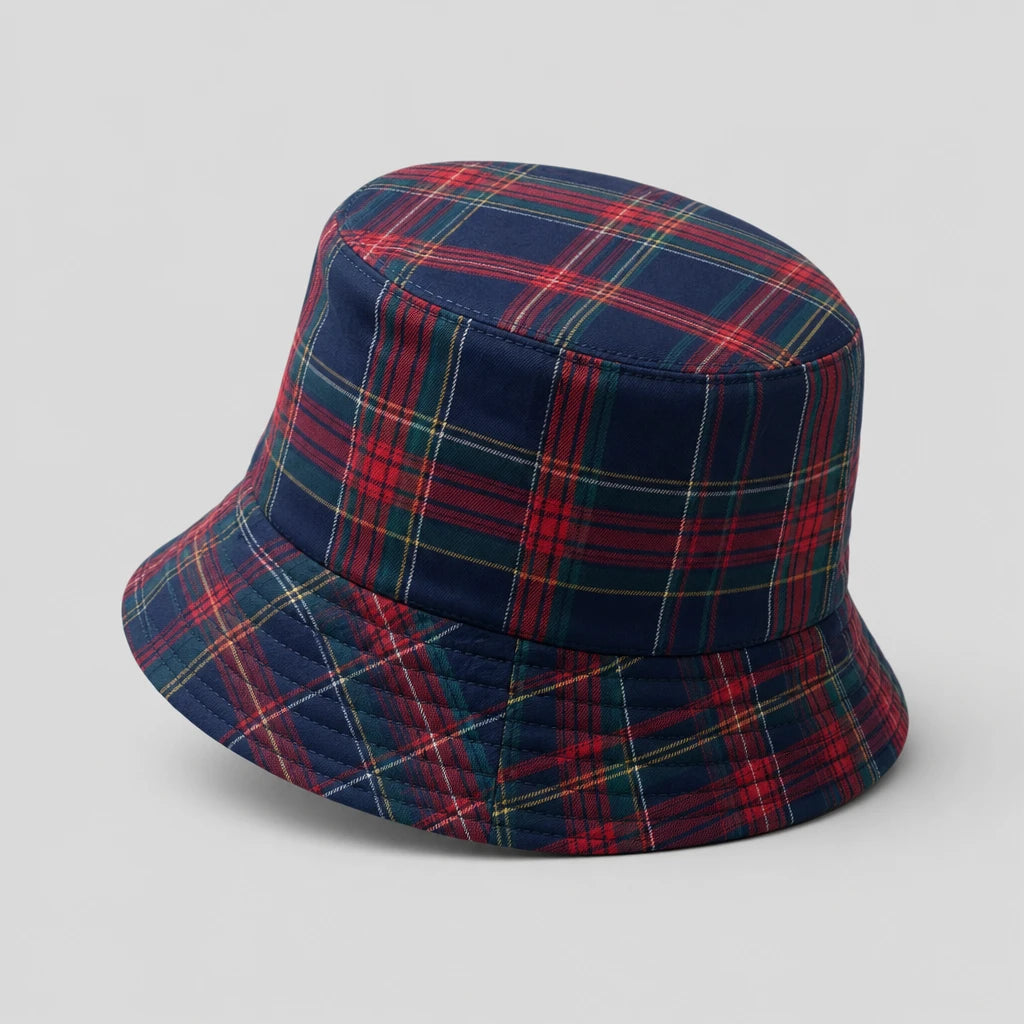 Navy Heritage Tartan Bucket Hat side view
