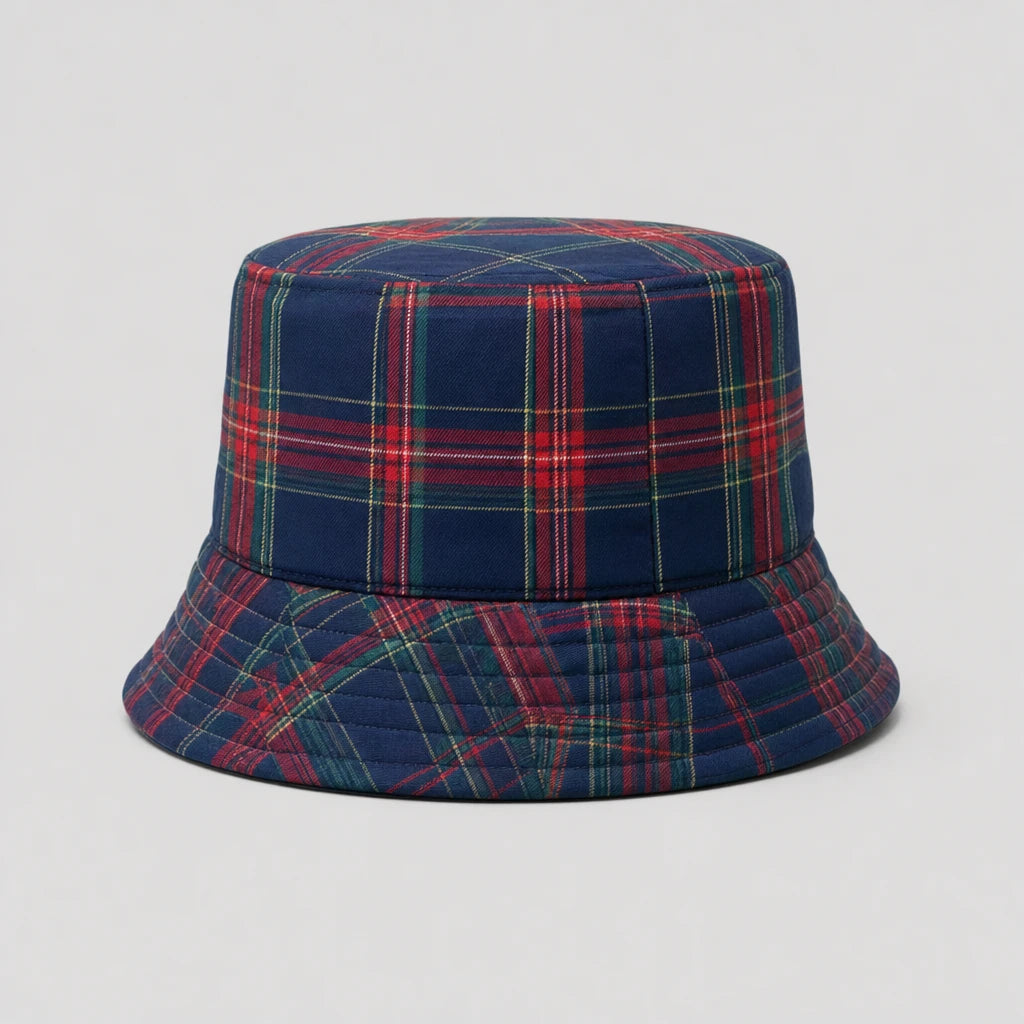 Navy Heritage Tartan Bucket Hat front view