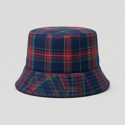 Navy Heritage Tartan Bucket Hat front view