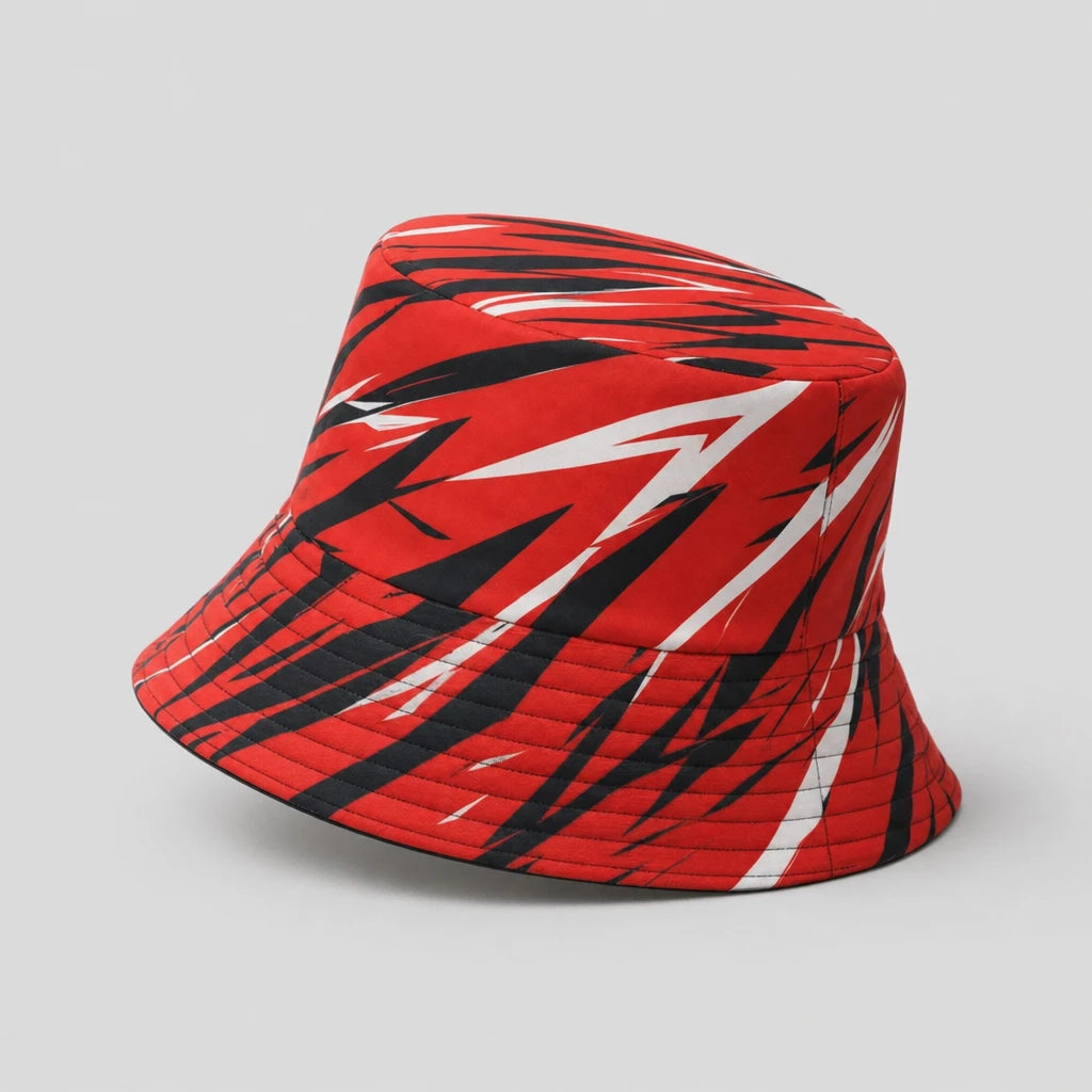 Red Track Zigzag Bucket Hat side view