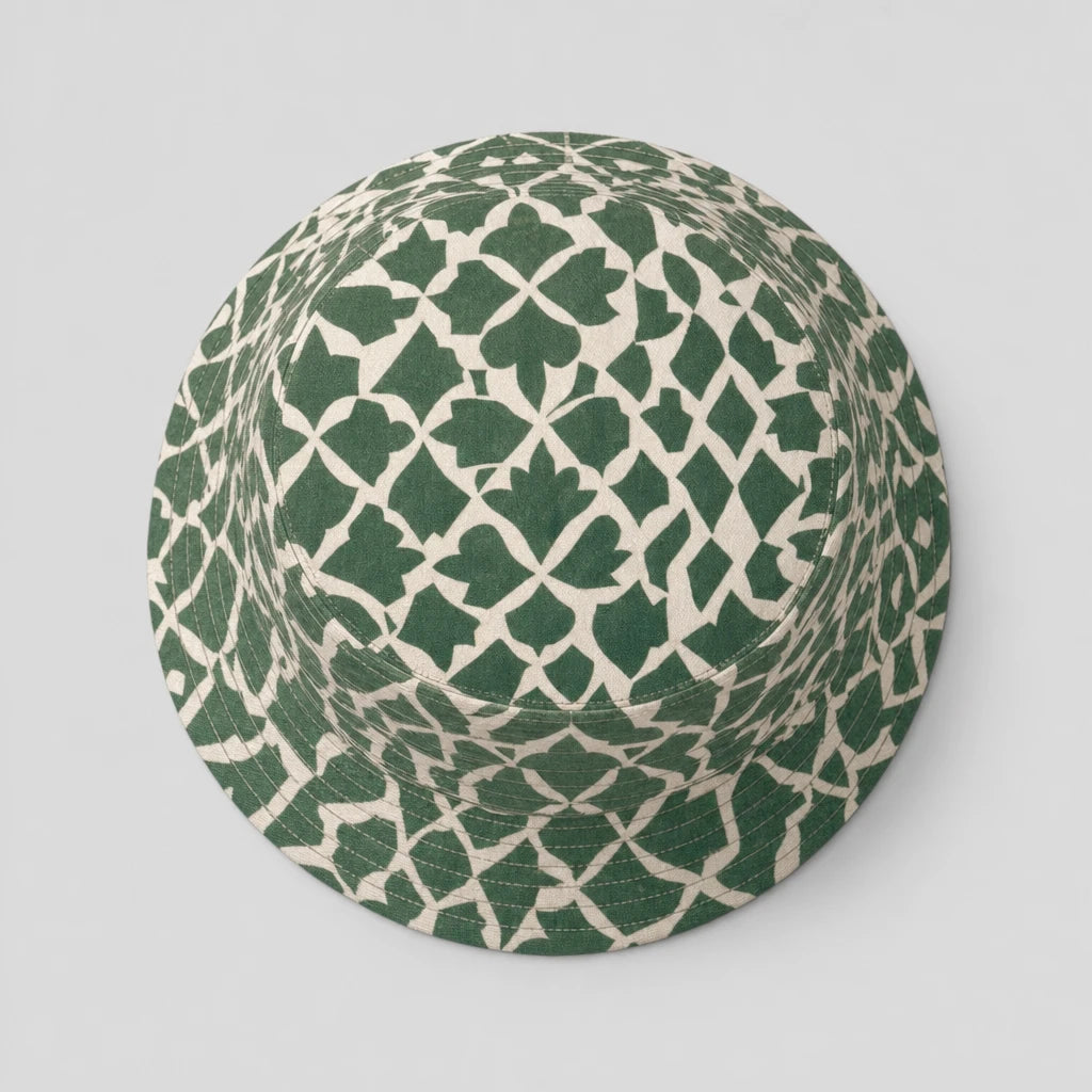 Moroccan Green Zellige Bucket Hat top view