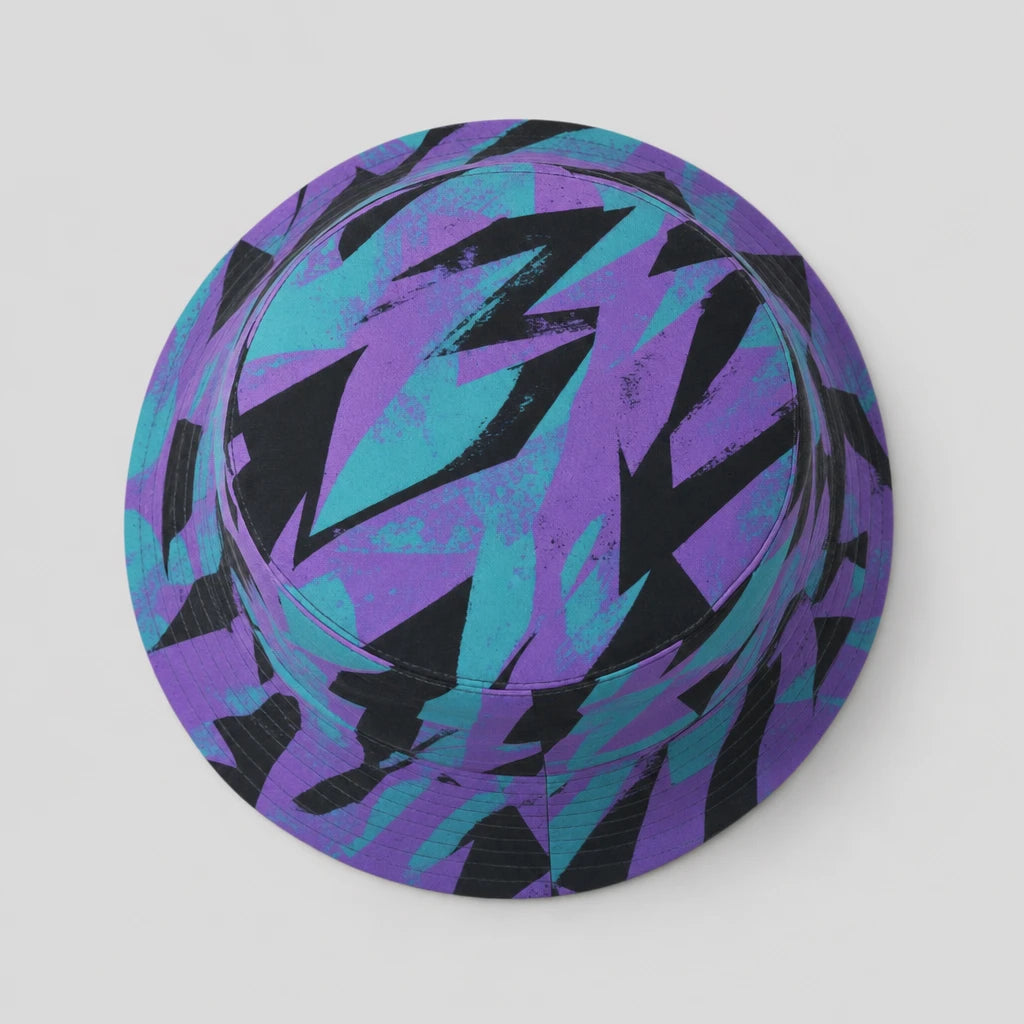 Purple Teal Pop Bucket Hat top view