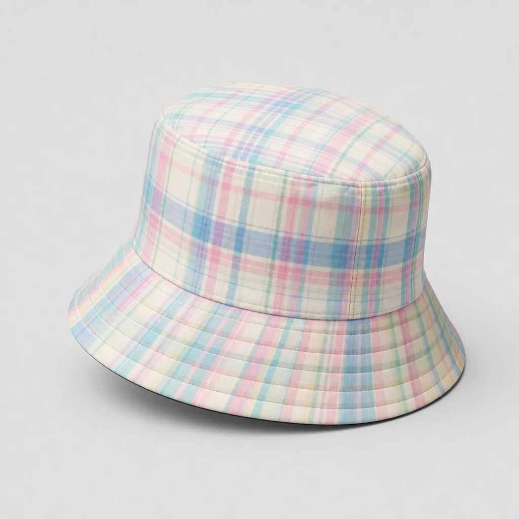 Pastel Madras Plaid Bucket Hat side view